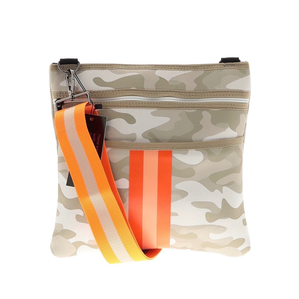 Haute Shore Drew Crossbody Bag Small Camo New Neoprene Racing Stripe 2 straps